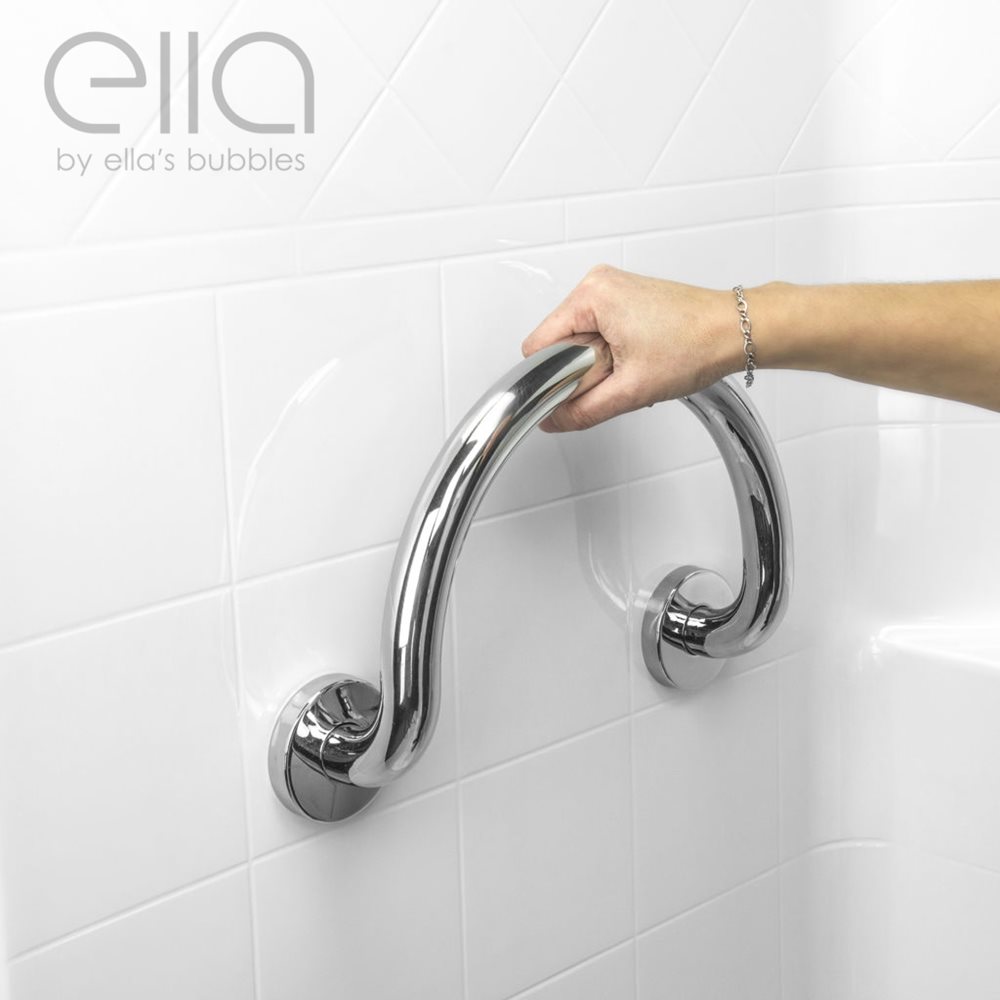 Ella Modern Polished Stainless Steel 12”x1 ¼” Circle Grab Bar And 20”x1 ¼” Dual Bent Grab Bars