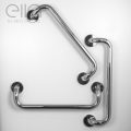 Ella Modern Polished Stainless Steel 12”x1 ¼” Circle Grab Bar And 20”x1 ¼” Dual Bent Grab Bars