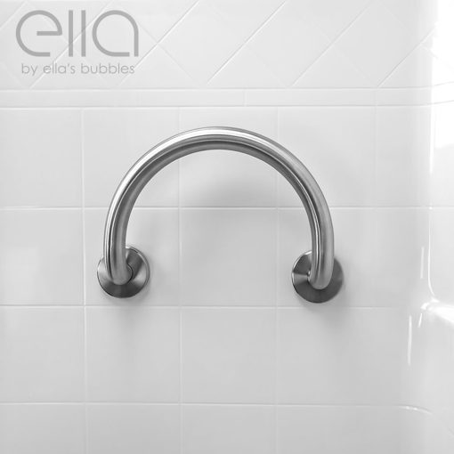 Ella Modern Polished Stainless Steel 12”x1 ¼” Circle Grab Bar And 20”x1 ¼” Dual Bent Grab Bars