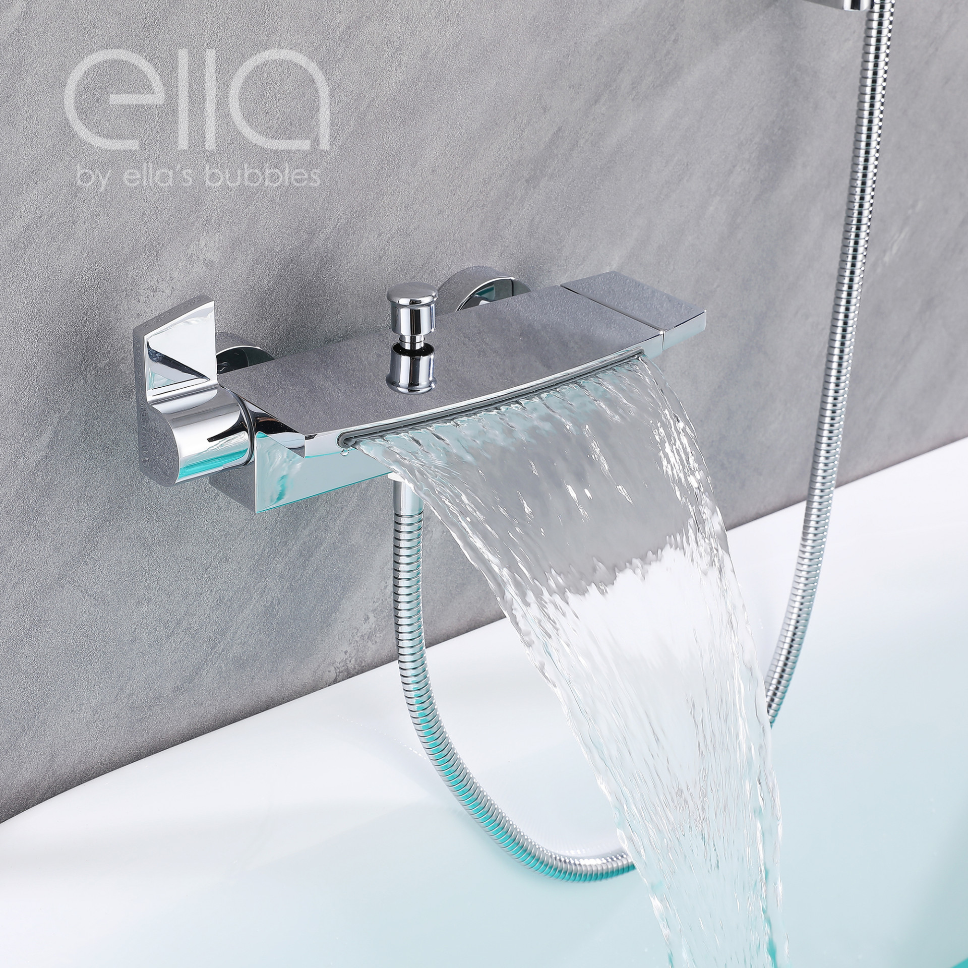 Waterfall Bathtub Faucet Wall Mount with 24" Slider and Hand Held Shower - DT9A6018 |