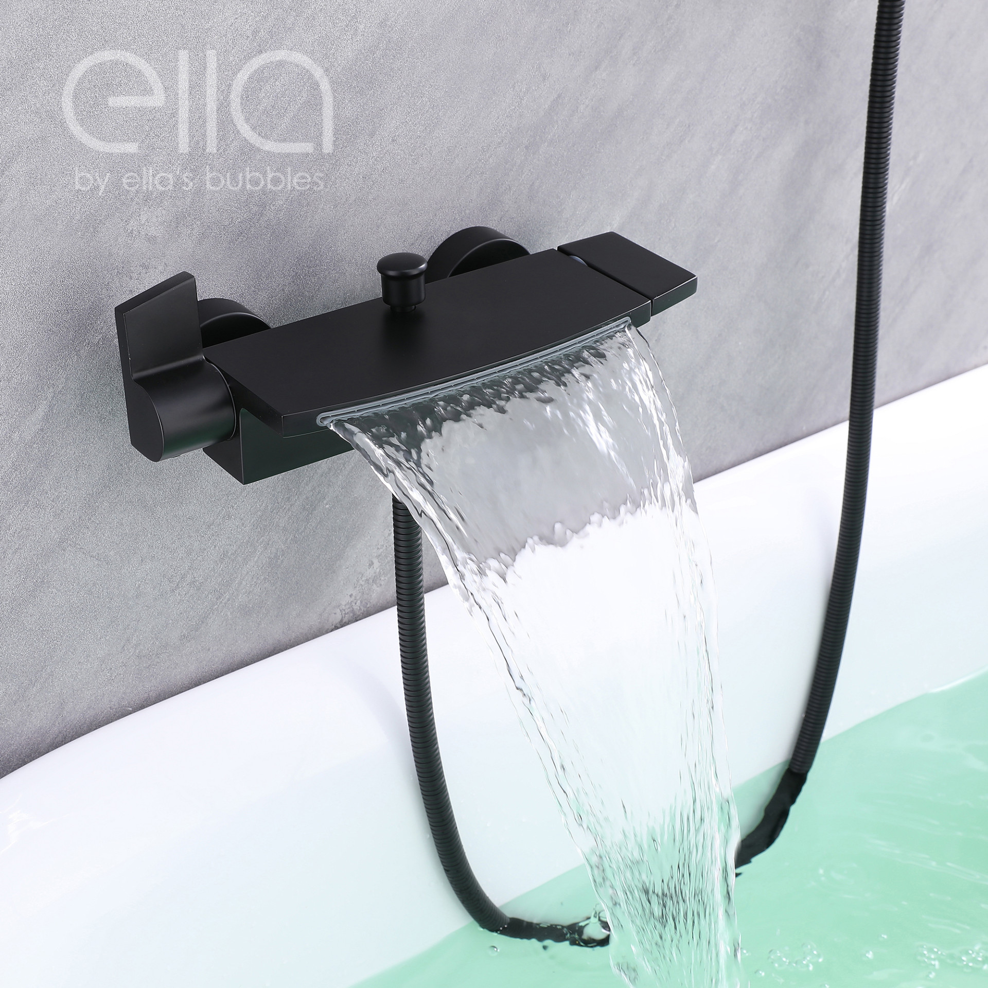 Waterfall Bathtub Faucet Wall Mount with 24" Slider and Hand Held Shower - DT9A6082 |